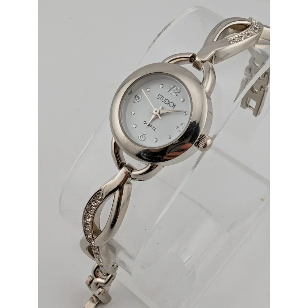 Studio Time Womens Watch 22mm Case Rhinestones Silver 6